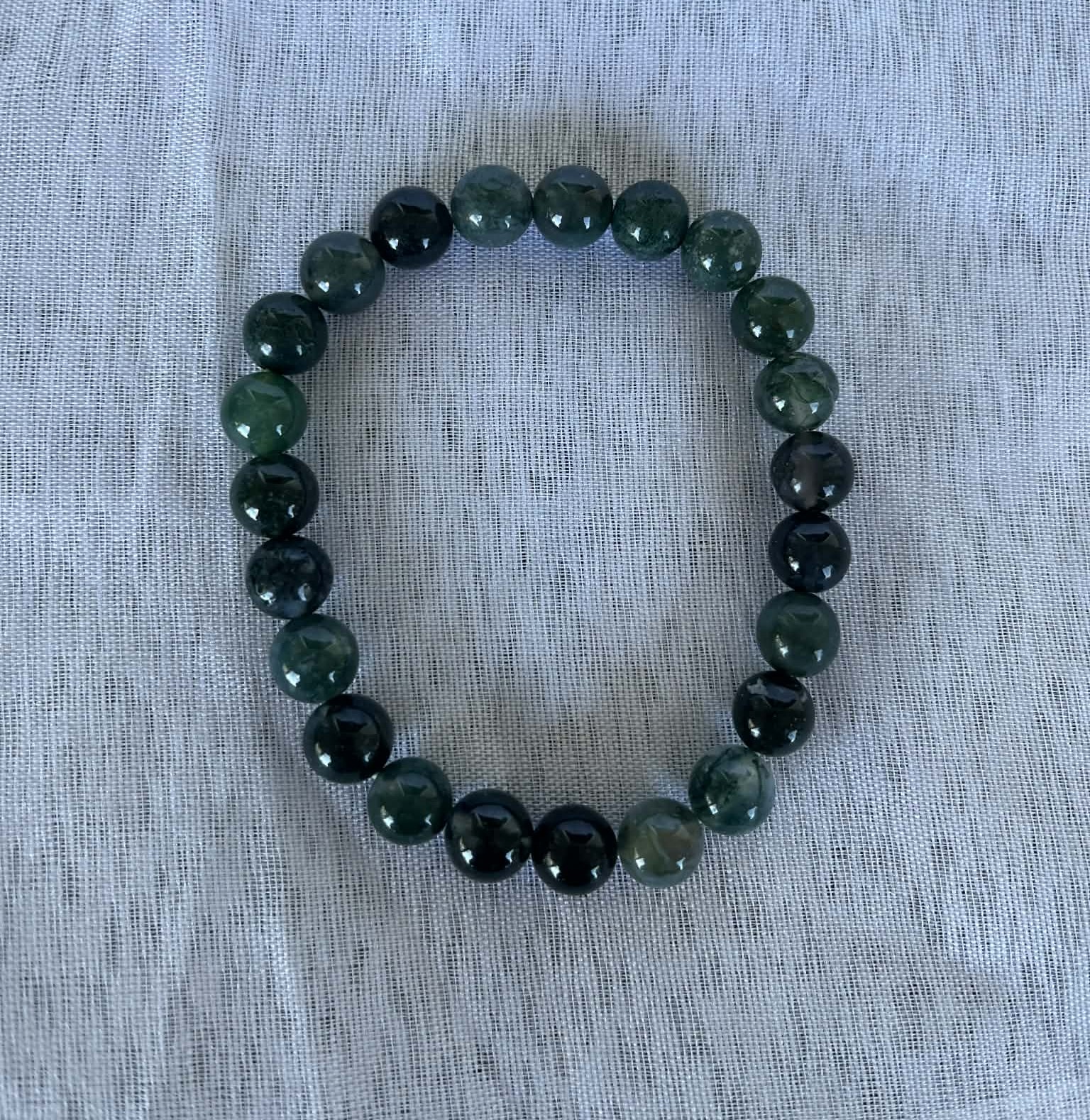 Agate bracelet 2 8mm Moss Agate Beaded Bracelet - Image 2