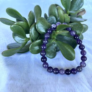 8mm Amethyst Beaded Bracelet