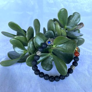 Beaded Eye Chakra Lava Bracelet