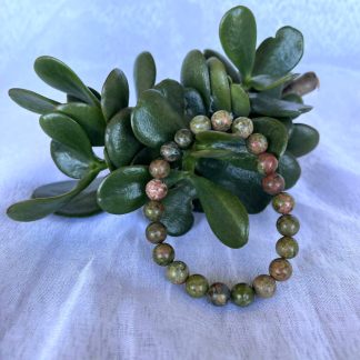 8mm Unakite Beaded Bracelet
