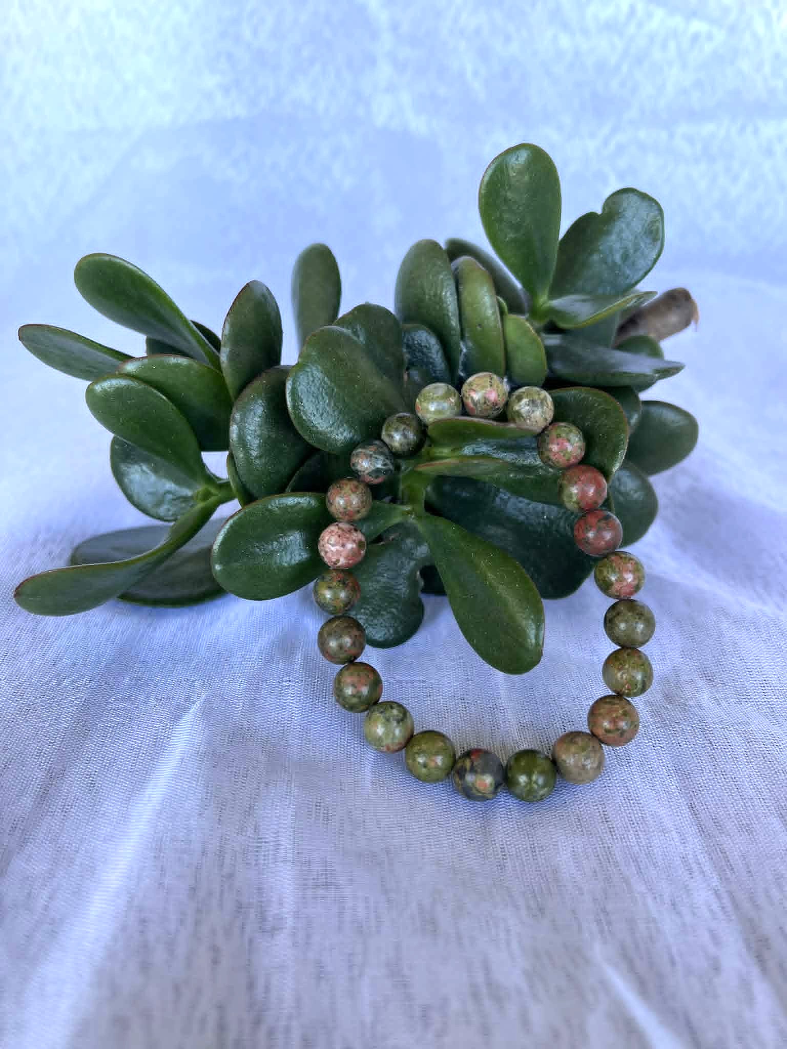 Unakite Bracelet 8mm Unakite Beaded Bracelet