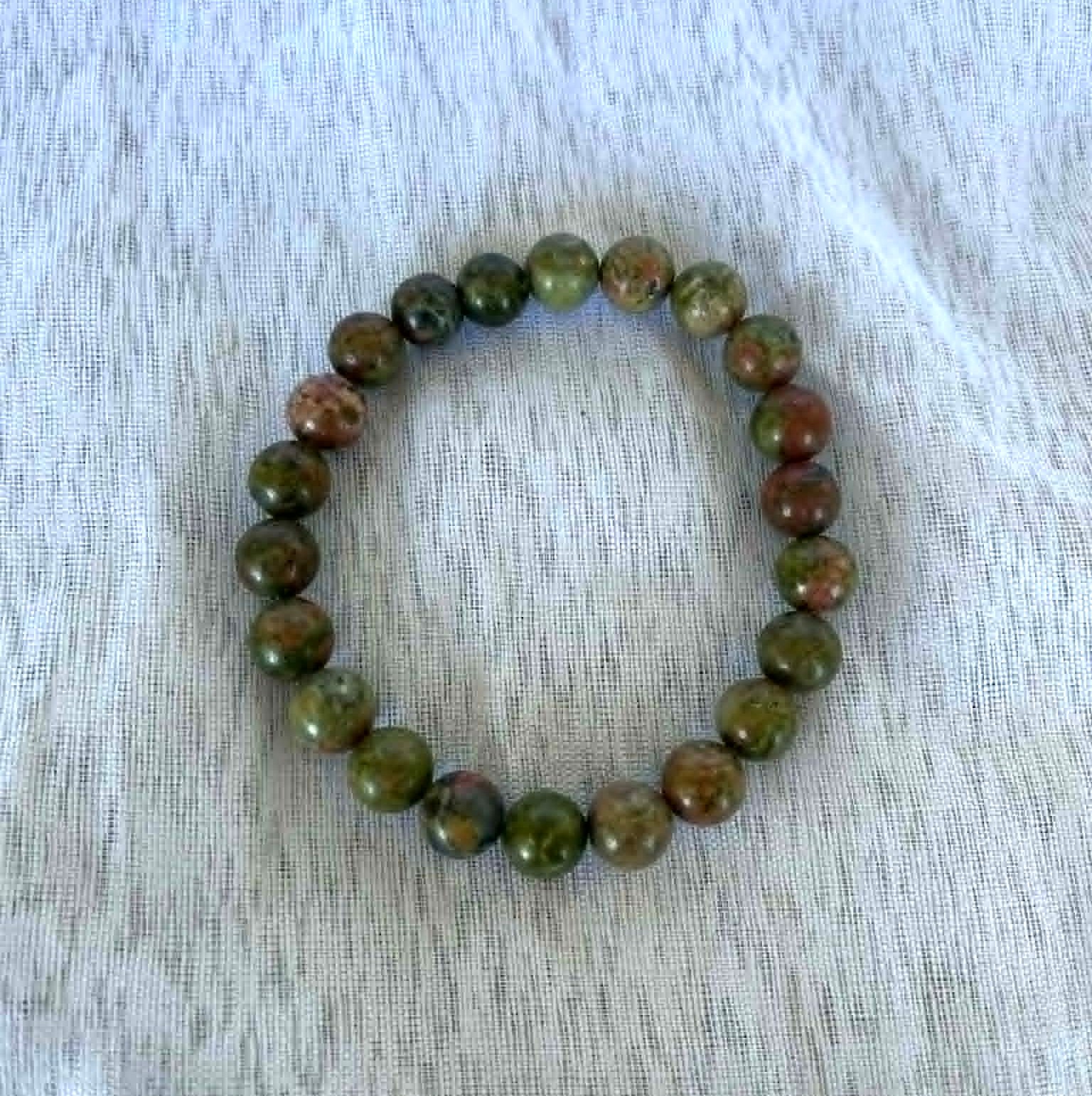 Unakite bracelet 1 8mm Unakite Beaded Bracelet - Image 2