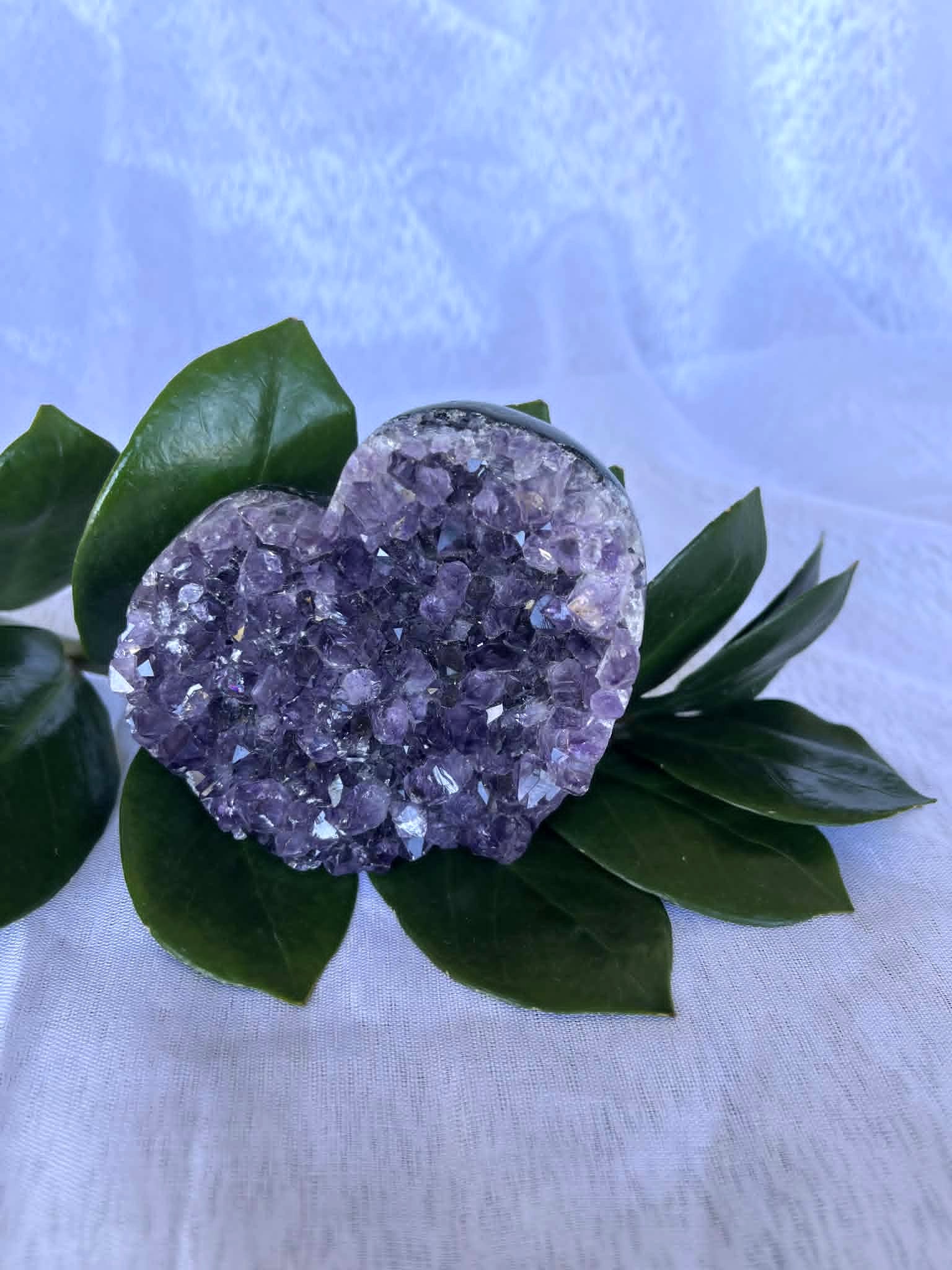 Small Amethsyt Heart 2 Amethyst Heart Cluster Small- 254grams