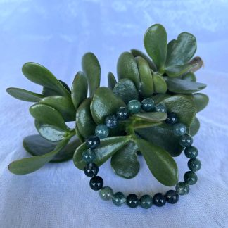 8mm Moss Agate Beaded Bracelet