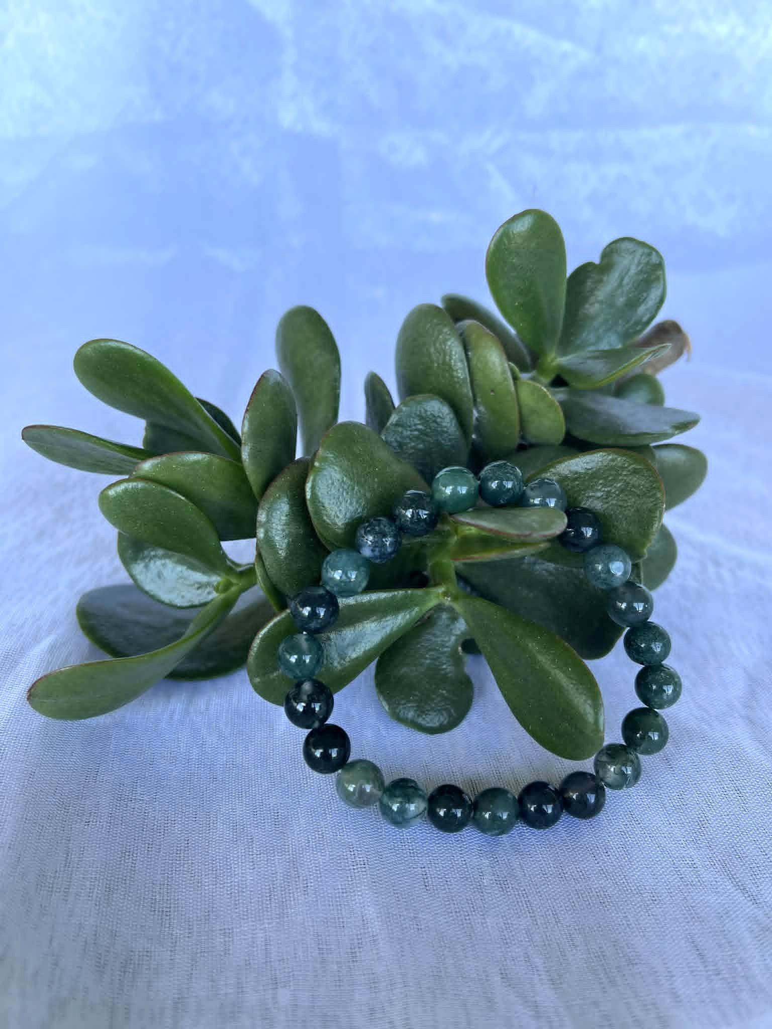 agate bracelet 1 8mm Moss Agate Beaded Bracelet